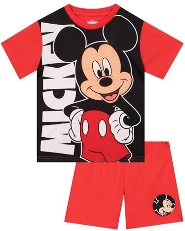Disney Mickey Mouse Pyjamas, Mickey Boys Pyjamas, Short Pjs For Boys, Short Sleeve Summer Pjs, Red 3-4 Years