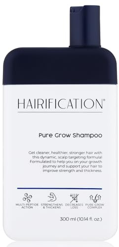 Hairification Pure Grow Shampoo Hair Growth for Fine Thinning Hair 300ml | Volumising Formula for Women. Helps Strengthen and Nourish for Healthier-Looking Hair. Reduces Hair Loss.