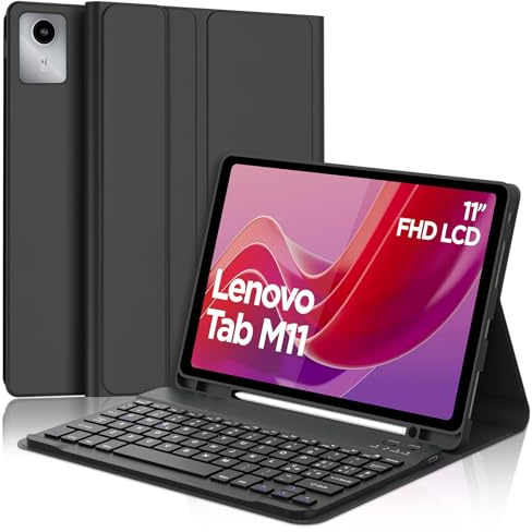 JADEMALL Custodia Tastiera per Lenovo Tab M11 11 Pollici 2024 | Italiana QWERTY Tastiera Bluetooth Magnetica Staccabile per Lenovo Tab M11 11 2024 (TB330FU/330XU), Nero