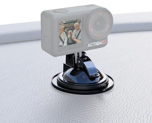 JJC Saugnapf Halterung Auto für Go Pro Hero 13 12 11 & Insta 360 X6 X5 X4 | Saugnapfhalterung für DJI Osmo 360 Action 6 5 Pro Pocket 4 3, Demontierbare Suction Cup Mount für Action Cam Kamera Zubehör