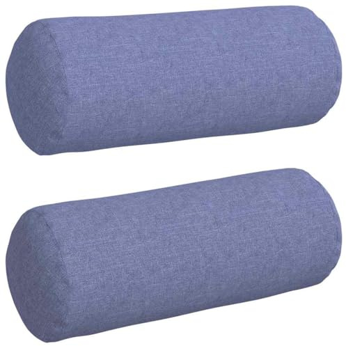 vidaXL Bolsterkissen 2 STK. Stoff Jeans blau Ø 15 x 40 cm