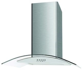 Cookology Essentials AEHCG60SS Extractor Hood 60cm - Curved Glass Chimney Cooker Hood - 3 Speeds - 308 m3/hr Air Flow - LED Light - Energy Rating B - Aluminium Grease Filter - Stainless Steel
