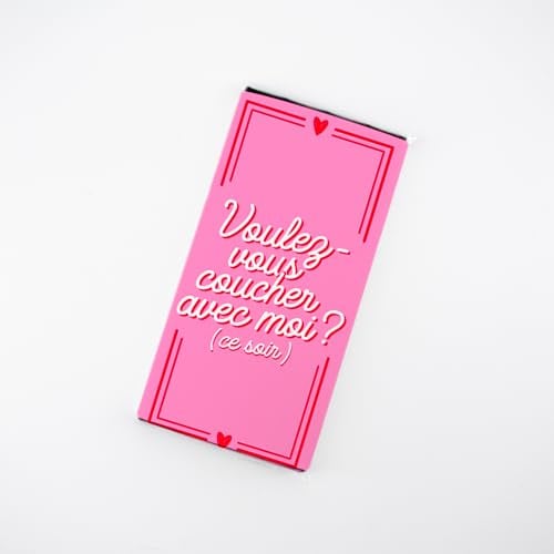 Tablette de Chocolat Personnalisée, Chocolat au Lait ou Noir, Fabriqué en France par Artisan Chocolatier, chocolat personnalisé (Voulez-vous coucher avec moi ce soir?, Chocolat au lait)