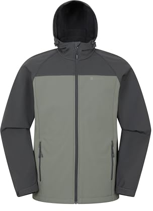 Mountain Warehouse Exodus Mens Softshell Jacket - Breathable & Water Resistant Rain Coat with Adjustable Fit & Side Pockets - For Spring Summer, Walking, Hiking & Travel Light Khaki M
