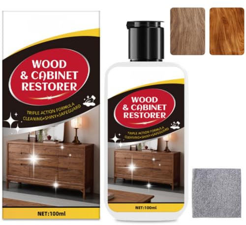 100Ml Wood Cleaner&Restorer,Wood Floor Scratch Remover with towel,Fast&Effective Water Mark Remover for Wood,Move Away Water Marks Furniture Restorer，Long-Lasting Care,Waterproof&Dustproof,Easy to Use