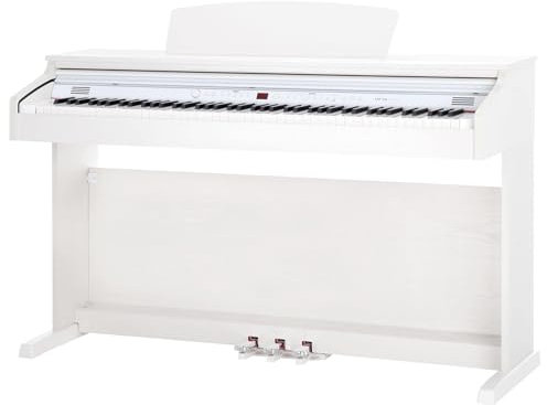Classic Cantabile DP-50 Piano digital 88 teclas con mecanica martillo - Teclado electronico USB/MIDI local, 32 polifonía, 14 voces y funcion Twin-Piano - Organo musical para ninos - Blanco mate