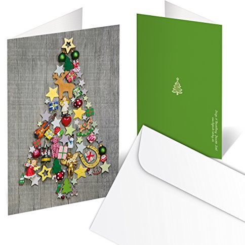Logbuch-Verlag 100 Weihnachtskarten Baum Karten Weihnachten ohne Text mit Kuvert für Firmen