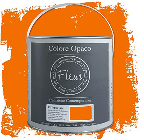 Fleur Designer'S Paint Fleur Colore Opaco Chalky Look Per Pareti E Grandi Superfici - 2,5L - F31 Tropical Sunset