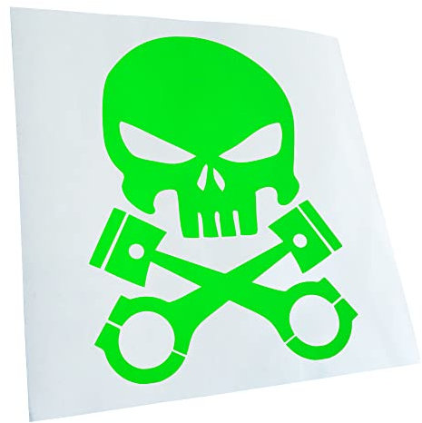 Autoaufkleber - Kolben Skull Schädel Aufkleber für Auto, Laptop, Fahrrad, LKW, Motorrad mehrfarbig JDM Decal Racing