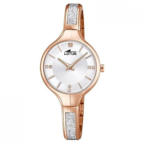 Lotus Damen Uhr Analoge aus Edelstahl 316L Gold - Quarzwerk - Mineralglas Hochresistent - 5 ATM Wasserdicht - Special Prices 18596/1