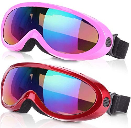 Yizerel Ski Goggles, Pack of 2, Snowboard Goggles for Kids, Boys & Girls, Youth, Men & Women, with UV 403 Protection, Wind Resistance, Anti-Glare Lenses, New Edition