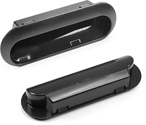 MroMax 5Pcs Recessed Flush Pull Handle 4.72 x 1.57 (L x W) Plastic Pulls Insert Hidden Handles for 1mm Thick Iron Cabinet Doors, Document Cabinet Doors, and Industrial Cabinets Black Tone