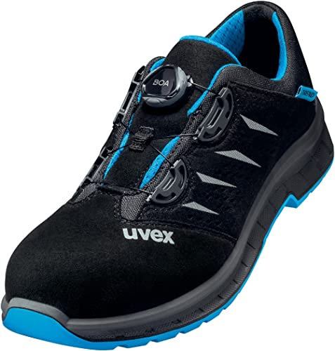 Uvex 2 Trend Halbschuh mit BOA Fit System, Sicherheitsschuhe S1 P SRC, Arbeitsschuhe für Herren, Schwarz/Blau, Größe 43