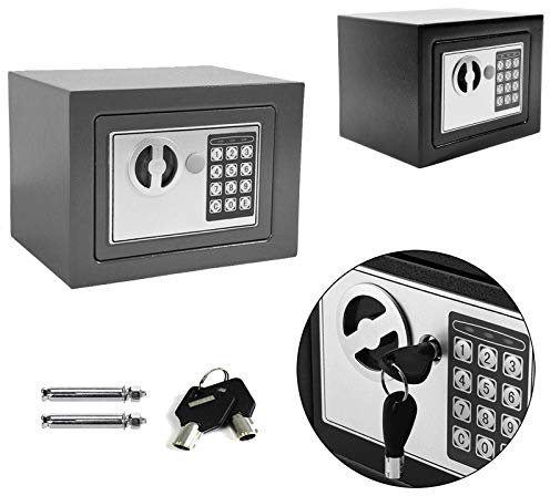 Klein Elektronik Safe Tresor mit zahlenschloss und 2 Notschlüssel Wasserdichte Sicherheitsbox Wandtresor 23 x 17 x 17 cm 4,6 l Grau