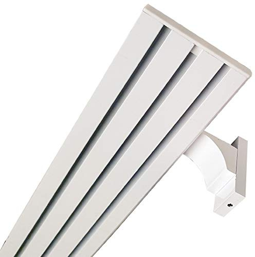 Vorhangschiene Aluminium (inkl. Wandträger) - Weiß 3 Lauf 270cm (3x90cm) - Flache Gardinenschiene (7mm) - inkl. Vorhanggleiter