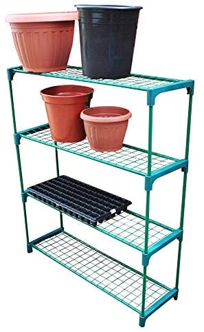 4 Tier Multi Purpose Greenhouse Staging Plant Flower Decor Rack Stand Display Shelving Unit Perfect for Garden, Shed, Garage Storage Indoor or Outdoor Organiser (Pack of 1)