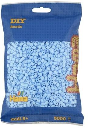 Hama Perlen Beutel | ca. 3000 Midi Sicherungsperlen | Mosaik Deko Kunst & Basteln für kreative Kinder ab 5 Jahren | Pastell Eisblau