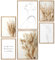 Papierschmiede® Mood Poster Set Pampas Woman, Bilder Set mit Rahmen (Farbe wählbar) Wohnzimmer Deko Modern, 2x A4 & 4x A5, decoration boho style Frau Zeichnung Wollgras Boho beige