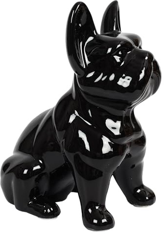 HOME DECO FACTORY Bulldoggen-Skulptur Keramik Modern 30 cm Schwarz | Keramik, Bulldoggen-Skulptur, 30 cm, moderne schicke Dekoration, Innenbereich, dekoratives Geschenk, Schwarz