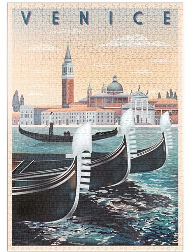 MyPuzzle Venedig, Italien, Art Deco Style Vintage Poster, Illustration - Premium 1000 Teile Puzzle - MyPuzzle Sonderkollektion von Puzzle Galaxy