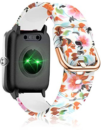 SeNool Cinturino Compatibile con ID205L ID205S ID205G ID215G ID216 SW020 SW021 SW023 YM020 YM021 YM023, [19mm Braccialetto di Silicone], Band Compatibile con Blackview R3/R3 Pro - Fiore