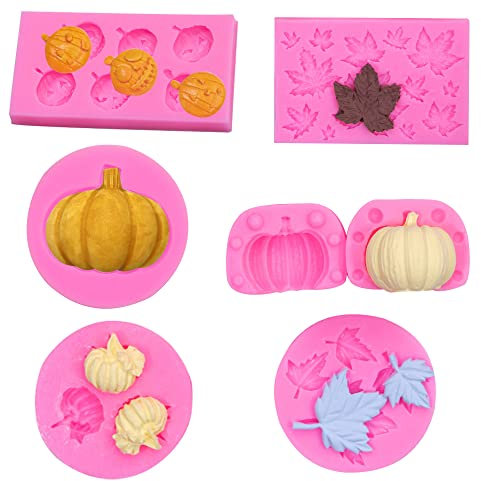 ZOOMPIL 3D Zucca Stampo, Stampo in silicone a forma di zucca 6 pezzi, Utilizzato per fare caramelle, cioccolato, decorazioni per torte
