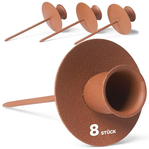 Novaliv 8er-Set Kerzenteller Adventskranz Kerzenpin ROST Kerzenständer für Stabkerzen Kerzenpick Kerzenhalter für Kränze Kerzentülle Metall Kerzenständer Kerzenpin Adventskranzkerzenhalter Tischdeko