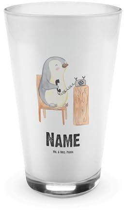 Mr. & Mrs. Panda Personalisiertes Glas Sekretär Herz - Personalisierte Geschenke, Name, Bedrucken, Firma, Bedrucktes Glas, Glas personalisiert,