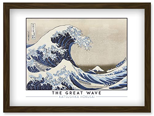Wee Blue Coo Katsushika Hokusai The Great Wave or Under the Wave off Kanagawa Painting Artwork Framed Wall Art Print A4