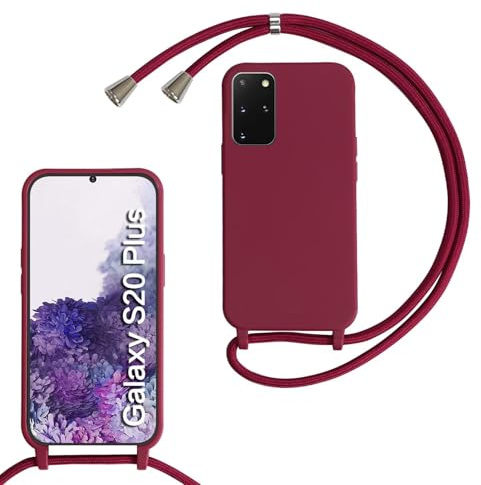 SLWYF Kompatibel mit Samsung Galaxy S11/S20 Plus Hülle, Handykette Hülle Silikon Seil Necklace Handyhülle mit Kordel Tasche TPU Bumper Schutzhülle für Galaxy S20 Plus - Rot