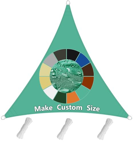 Sonnensegel Dreieckig(20 Farben und 99 Größen) Sonnensegel Wasserdicht Sonnenschutz,PES Polyester 98% UV-Schutz Überdachung Plane für Garten Outdoor- 1.6X1.6X1.6m Seeblau