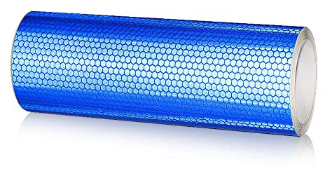NewL Auto Reflektierendes Klebeband, Sicherheitswarnung, Auto-Dekoration, Aufkleber, Kristallwabenrand, Reflektor, Schutzstreifen, Folie für Auto, Motorrad, Aufkleber (Blau, 20cm x 300cm)