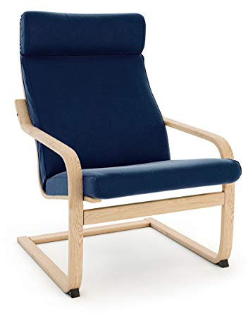 Vinylla Ersatzbezug für Ikea Poang Stuhl (Kissen-Design 3, Baumwolle, Blau)