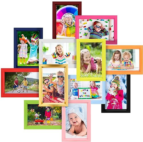 Leinuosen 24 Stück bunter Bilderrahmen, moderner Regenbogen-Bilderrahmen, mehrfarbig, kleine Wand- und Tisch-Bilderrahmen für Hochzeit, Zuhause, Büro, horizontal, vertikal, 12 Farben (10,2 x 15,2 cm)