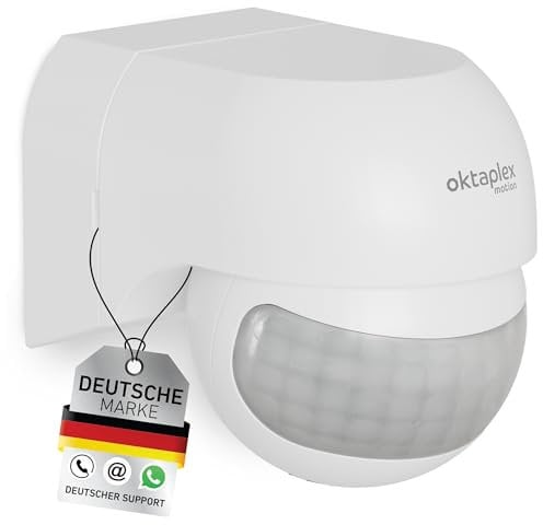 Oktaplex Ana Bewegungsmelder Aussen schwenkbar 230V IP44 180° Bewegungssensor 12m Reichweite weiß Aufputz Infrarot-Sensor