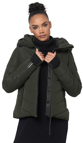 MARIKOO Winterjacke Damen (XS-3XL) - Wasserabweisend, Warm, Kapuze abnehmbar, Winddicht - Steppjacke, Frauen - Stehkragen, 4 Taschen, verlängerter Zipper