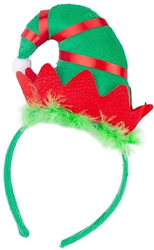 ifundom Kopfschmuck Für Weihnachtsfeiern Weihnachtselfenhut-Kopfbedeckung Kreatives Elfen-Stirnband Zubehör Für Weihnachtsfeiern Weihnachtshaarreifen Damen Karikatur Haarring Plastik