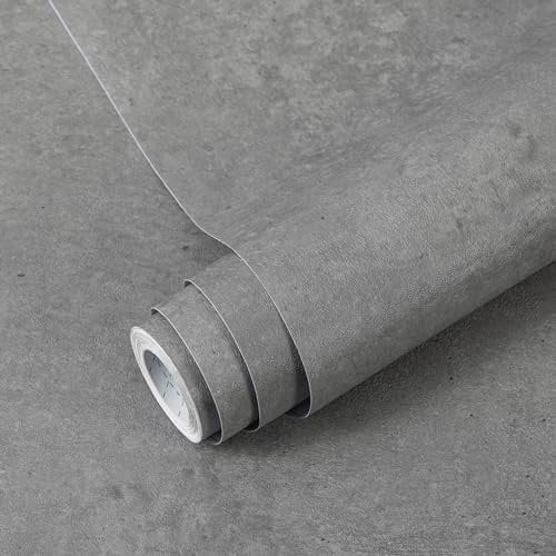 Decoroom Klebefolie Selbstklebende Matt Grau 60X600cm Möbelfolie Betonoptik Effekt Wasserdicht Folie für Möbel Küche Schrank Wand Dekorfolie Vinyl Tapete