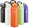 JOISCOPE 18/8 Material Edelstahl-Thermos-Sportflasche aus Metall mit Strohhalm und Zwei Trinkmethoden, Hervorragende Warmhalteleistung, Rutsch-und Auslaufsicher, Kratzfest, 950ml/32oz-Orange
