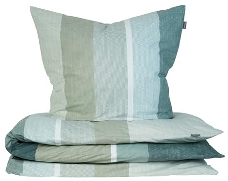 Schiesser Bettwäscheset Endy Stripes | 2-teilig | Gestreift | Renforcé | 100% Baumwolle | Oeko-Tex Zertifiziert | Reißverschluss | 135x200cm + 80x80cm | Grün