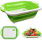 König Design Multifunktionale Faltbares Schneidebrett Mit Colander Containern Lebensmittel Grade Silikon Dish Tub Hackbrett Waschbecken Draining Korb Sieb für Home Kitchen Camping Picknick (Grün)