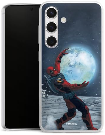 Slim Case kompatibel mit Samsung Galaxy S 24 Silikon Handyhülle transparent Hülle extra dünn Deadpool Mond Marvel