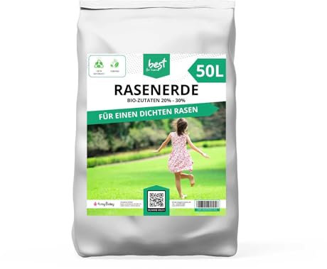 Best For Home Rasenboden | Rasenerde für Zuhause | Bio-Zutaten 20% - 30% für einen gesunden und nachhaltigen Rasen | torffreie Rasenerde | Rasenerde 50l | umweltfreundliche Rasenerde