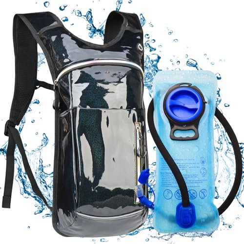 CTSAYCTL Trinkrucksack, Wasserrucksack mit 2 l Trinkblase, Festival-Essential-Rave-Trinkrucksack, leichte Isolierung, Hydropack für Wandern, Laufen, Radfahren, Musikfestival für Männer und Frauen