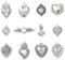 KitBeads 24Pcs 12 Styles Antique Sacred Heart Charms Tibetan Gothic Charms Butterfly Crown Wing Heart Shaped Charms for Jewellery Making Bracelet Necklace Bulk