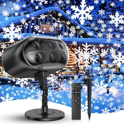 Projektor Weihnachten Aussen - Große Dynamische LED Schneeflocken Projektor mit Fernbedienung Timer, Wasserdicht Weihnachtsbeleuchtung außen für Garten Fenster Wand Hof Party Weihnachtsdeko