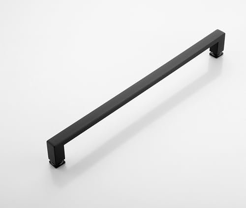 FEKEWIO Glass Shower Door Handle 600mm/24 inches Square Corner Single Side Towel Bar Stainless Steel for 1/4 to 1/2 Thickness Glass - Matte Black
