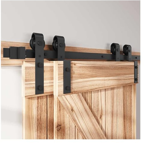 HOCONNIE 10FT/305cm Binario per Porta Scorrevole Kit Scorrevole per Porta Della Stalla per Coincide Doppia Porta