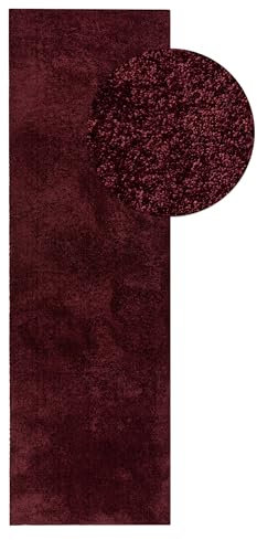benuta Nest Waschbarer Teppich Nina - Rot 80x250 cm - Kunstfaser - Läufer & im Style: Uni, Minimalistisch - Pflegeleicht für Wohnzimmer Schlafzimmer