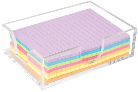 WORHE Acryl Haftnotizen Spender,Notizen Halter holder, Schreibtisch-Notizblätter, Büroklammern und Aktenordner Aufbewahrungsbox für das Büro, kleine Zettelbox DE027